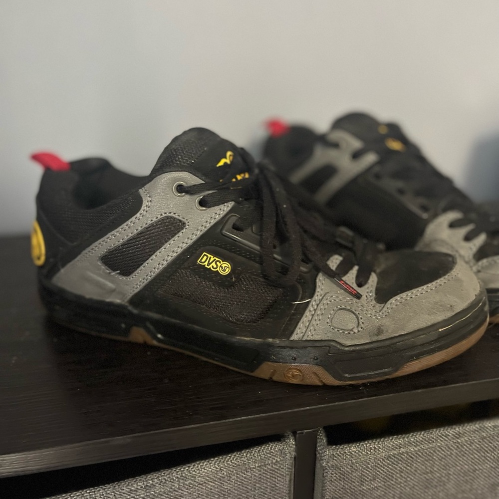 DVS Comanche Black, Gold, and Gray Skate Shoes